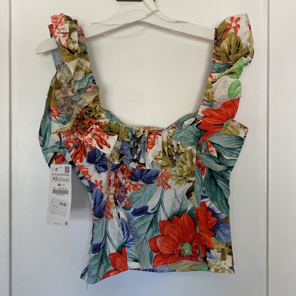 Zara Print Ruffle Top - Picture 6 of 7